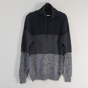 Triple Five Soul 555 Men 90s Y2K Funnel Neck Drawstring Waffle Knit Sweater Med